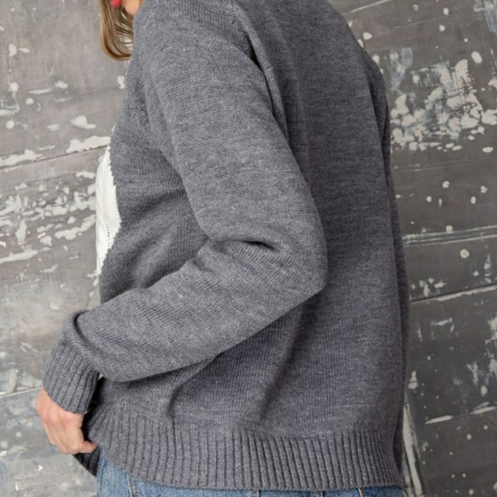 Grey Heart Sweater - Picture 3 of 4